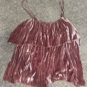 Madewell crushed velvet ruffle tank top